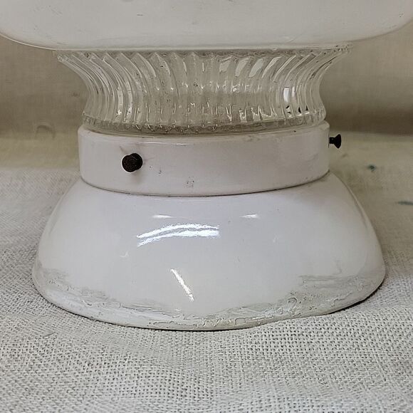 Vintage ceiling light fixture Art Deco glass globe ceramic base - Picture 3 of 7